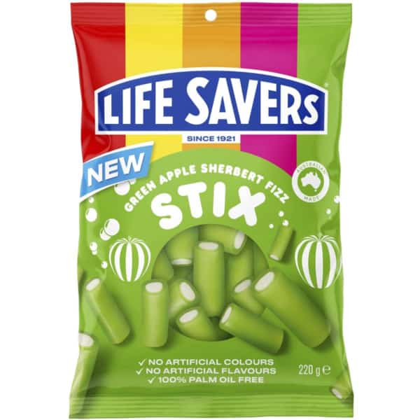 Lifesavers Green Apple Sherbert Fizz Stix 220g