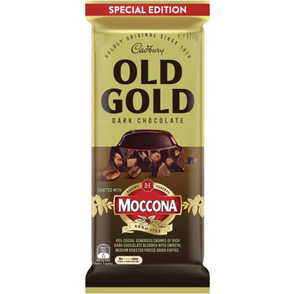 Cadbury Old Gold Dark Chocolate Moccona Block 170g