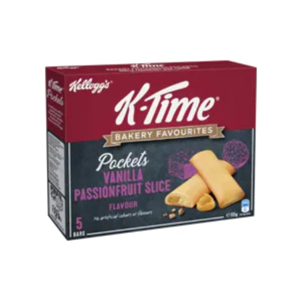 Kelloggs K Time Bakery Favorites Pockets Vanilla Passionfruit Slice Flavour