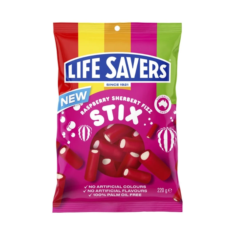 Lifesavers Raspberry Sherber Fizz Stix 220g is not halal