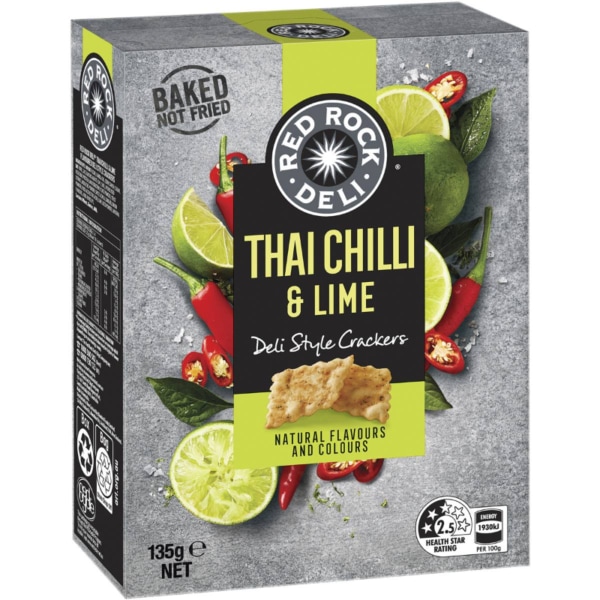 Red Rock Deli Thai Chilli Lime Deli Style Crackers 135g