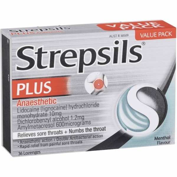 Strepsils Plus Anaesthetic Sore Throat Numbing Pain Relief Lozenges 36 Pack