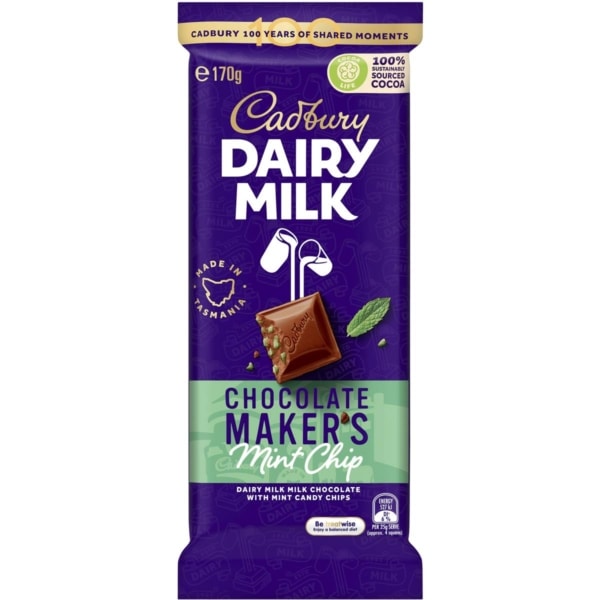 Cadbury Dairy Milk Chocolate Makers Mint Chip Chocolate Block 170g