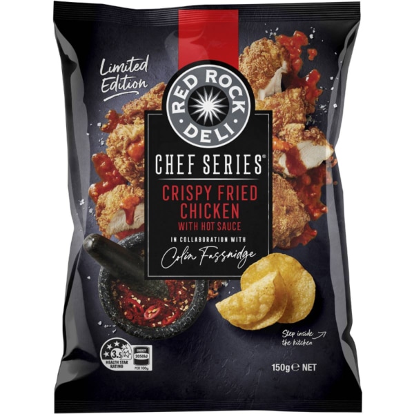 Red Rock Deli Chef Series Crispy Fried Chicken With Hot Sauce Chips 150g