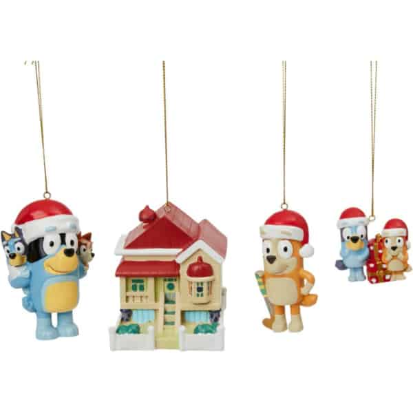 Bluey Christmas Hanging Tree Ornament Family 4 Pack