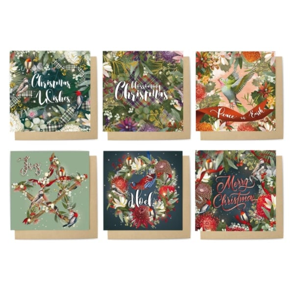 Card Set Bush Blooms Christmas