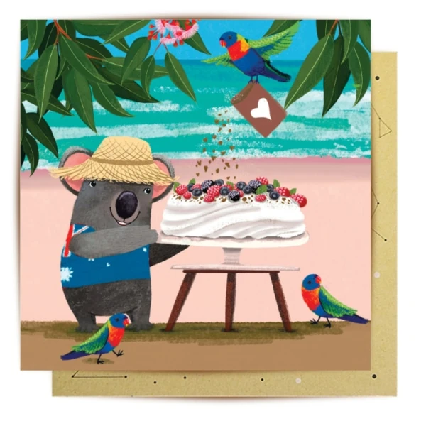Greeting Card Beach Koala Pavlova 1