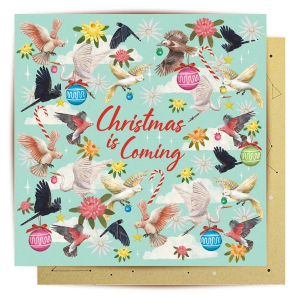 Greeting Card Christmas Is Coming Birds