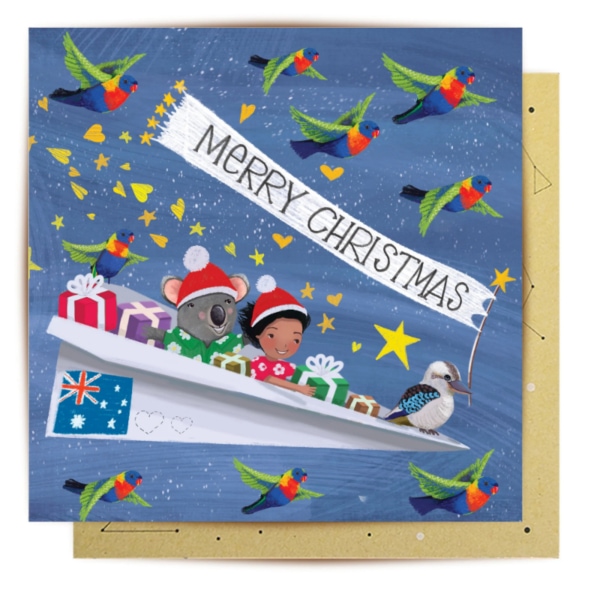 Greeting Card Christmas Paper Plane