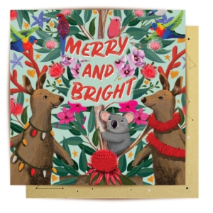 Greeting Card Kangaroos Tree