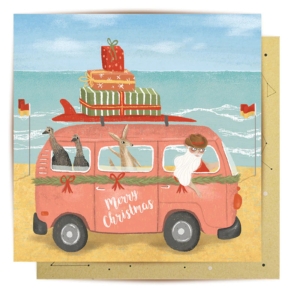 Greeting Card Travelling Santa Van