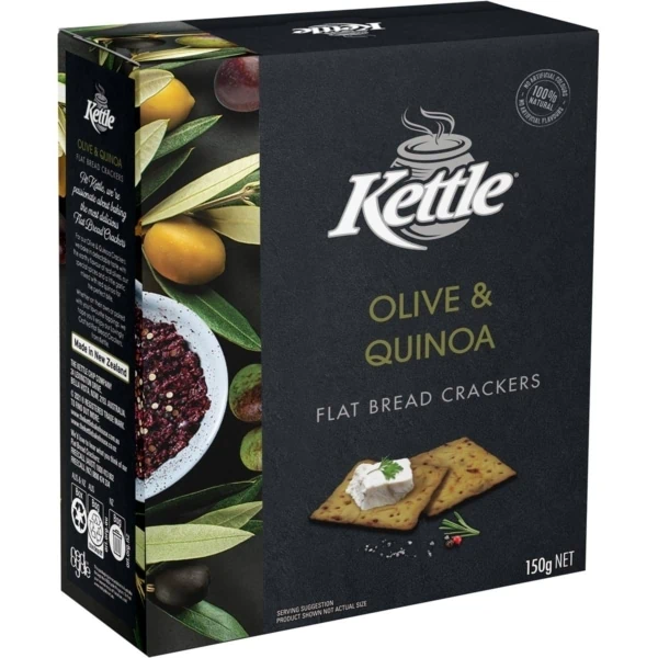 Kettle Olive Quinoa Flat Bread Crackers 150g