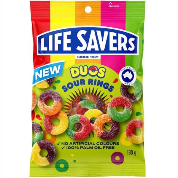 Lifesavers Duos Sour Rings Share Bag 180g