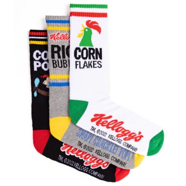 Mens Kelloggs Variety Sport Crew Sock 3 Pack