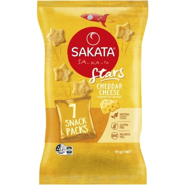 Sakata Stars Rice Crackers Snack Pack Multipack Cheese 7 Pack