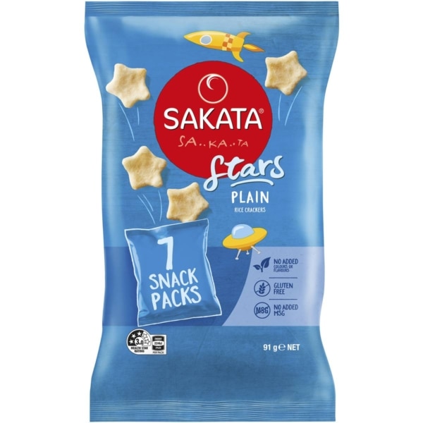 Sakata Stars Rice Crackers Snack Pack Multipack Plain 7 Pack