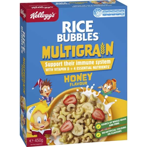 Kelloggs Rice Bubbles Multigrain Honey 450g