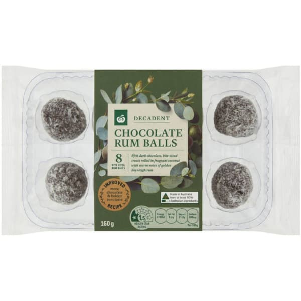 Woolworths Decadent Chocolate Rum Balls 8 Pack
