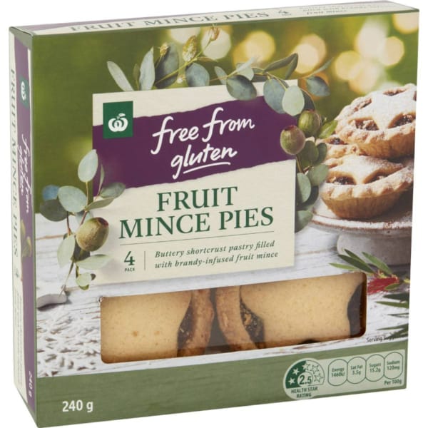 Woolworths Free From Gluten Fruit Mince Pies 4 Pack