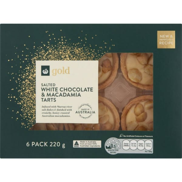 Woolworths Gold White Chocolate Macadamia Tarts 6 Pack