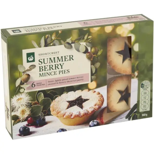 Woolworths Shortcrust Summer Berry Mince Pies 6 Pack