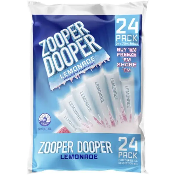 Zooper Dooper Ice Blocks Lemonade 24 Pack