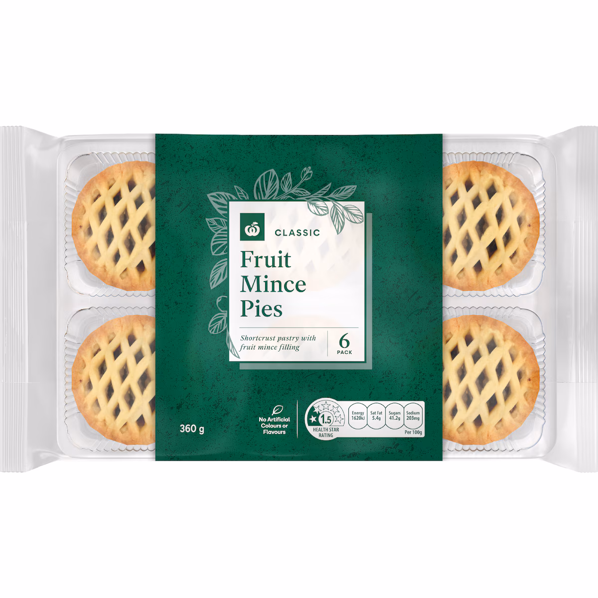 traditional christmas fruit mince pies lattice 6 pack