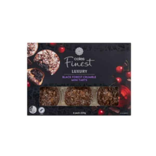 Coles Finest Black Forest Crumble Mini Tarts 6 pack 220g