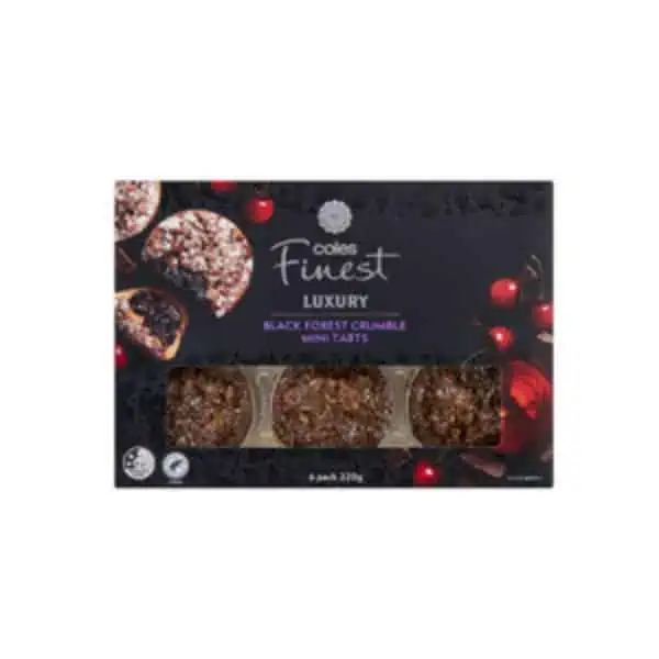 Coles Finest Black Forest Crumble Mini Tarts 6 pack 220g