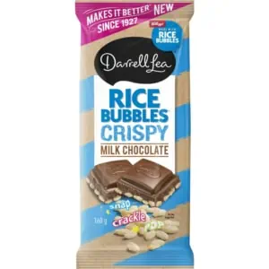 Darrell Lea Rice Bubbles Crispy Milk Chocolate Block 160g