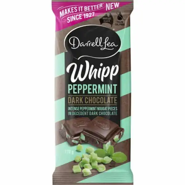 Darrell Lea Whipp Peppermint Dark Chocolate Block 170g