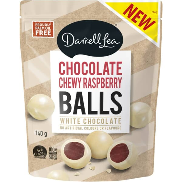 Darrell Lea White Chocolate Chewy Raspberry Balls 140g