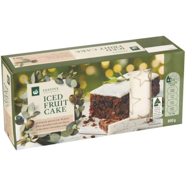 Woolworths Festive Iced Fruit Cake 800g