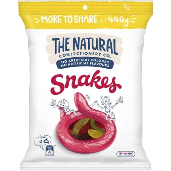 the natural confectionery co. snakes jumbo 440g