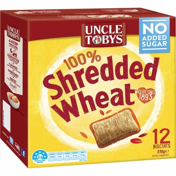 Uncle Tobys Shredded Wheat Breakfast Cereal 270g