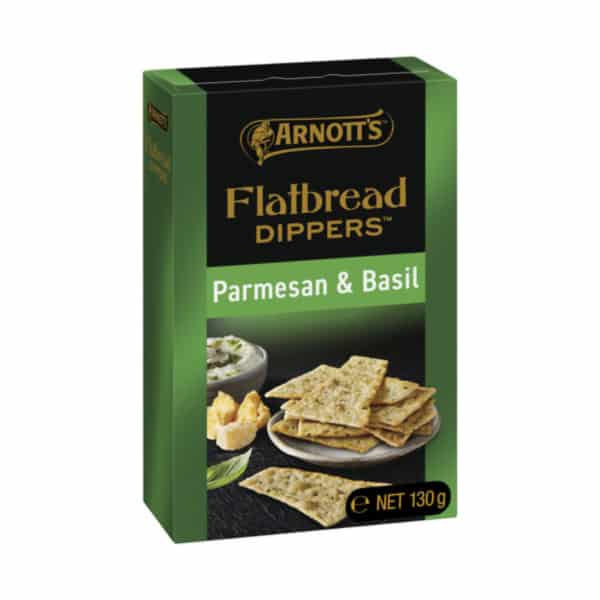 Arnotts Flat Bread Dipper Crackers Parmesan Basil 130g 1
