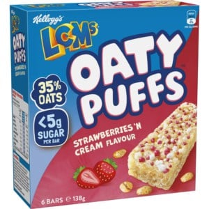 Kelloggs Lcms Oaty Puffs Strawberries n Cream Flavour 6 Pack 138g 1