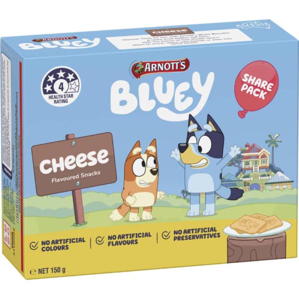 Arnotts Bluey Cracker Biscuits Cheese Sharebox 150g