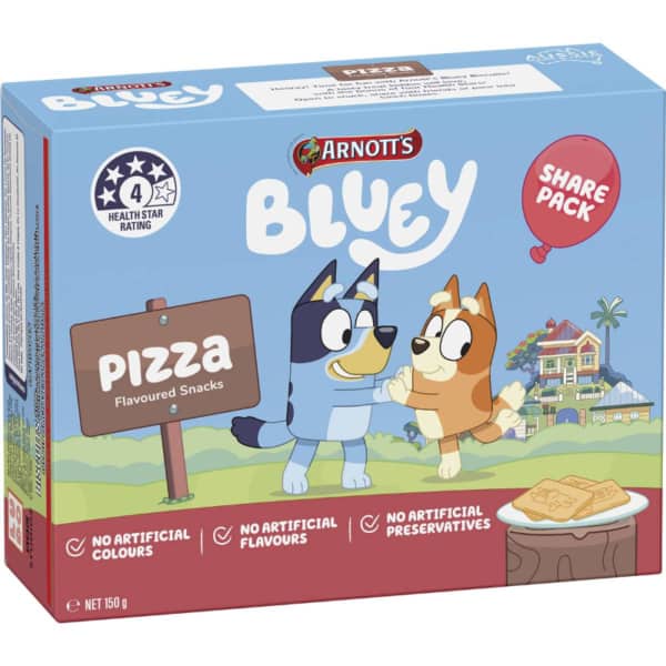 Arnotts Bluey Cracker Biscuits Pizza Sharebox 150g
