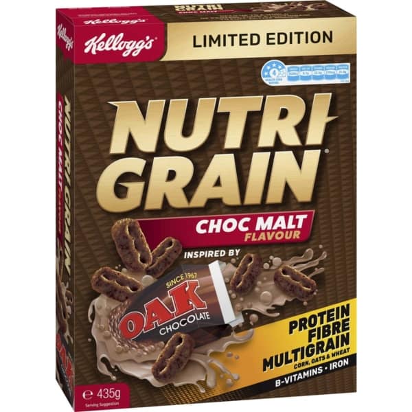 Kelloggs Nutri grain Choc Malt Flavour Breakfast Cereal 435g