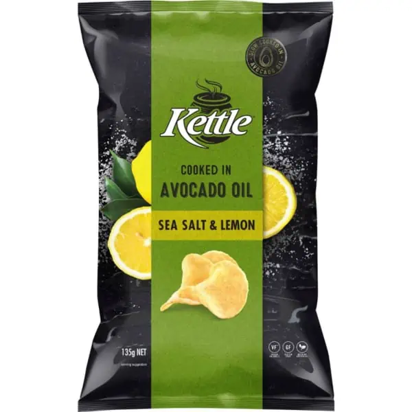Kettle Chips Cooked In Avocado Oil Sea Salt Lemon 135g 1
