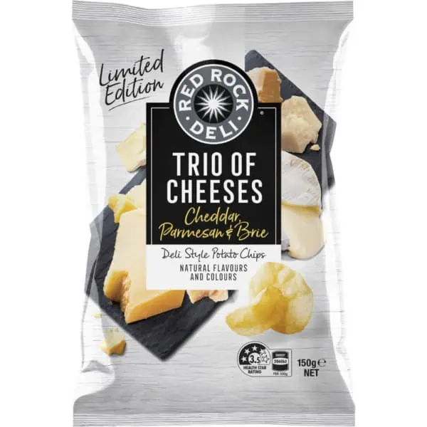 Red Rock Deli Deli Style Potato Chips Trio Of Cheeses 150g 1