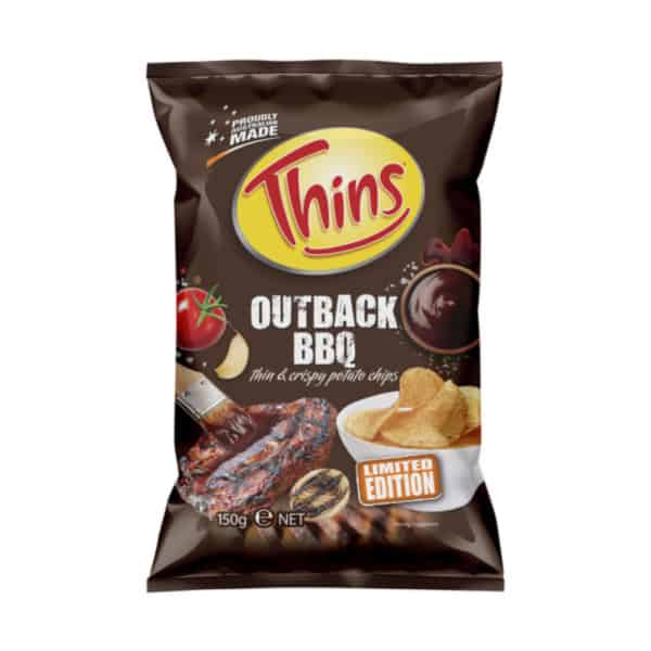 Thins Potato Chips Outback BBQ 150g 1