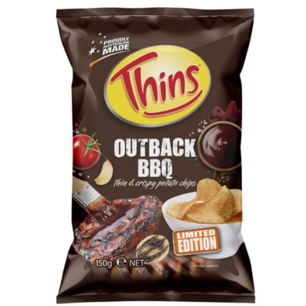 Thins Potato Chips Outback BBQ 150g 1