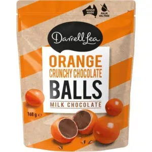 darrell lea orange crunchy milk chocolate balls share bag 168g