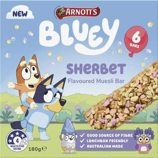 Arnotts Bluey Sherbet Flavoured Muesli Bars 6 Pack