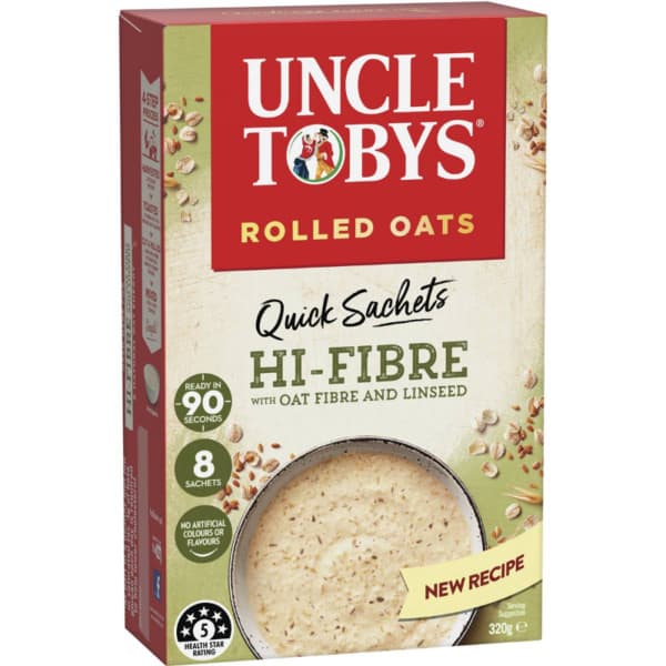 Uncle Tobys Oats Porridge Quick Sachets Hi fibre 320g 1