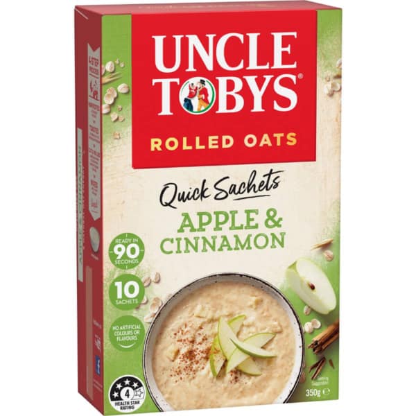 Uncle Tobys Oats Quick Sachets Apple Cinnamon Porridge 350g 1