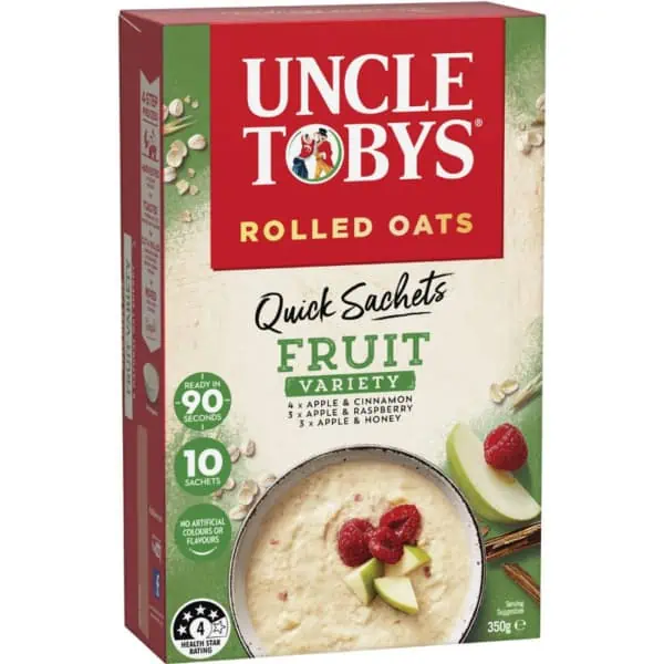 Uncle Tobys Oats Quick Sachets Fruit Variety Porridge 350g 1