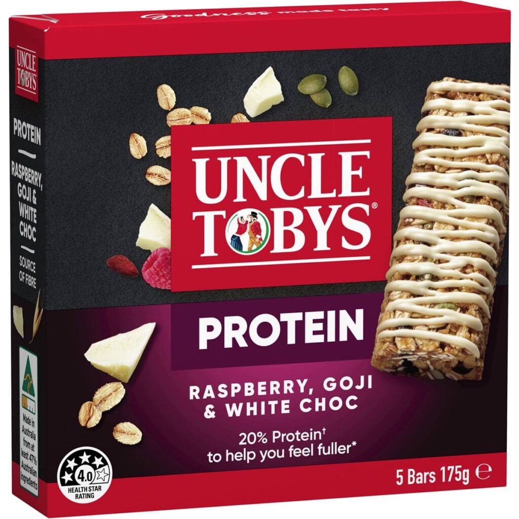 Buy Uncle Tobys Protein Raspberry, Goji & White Choc Muesli Bars 5 Pack